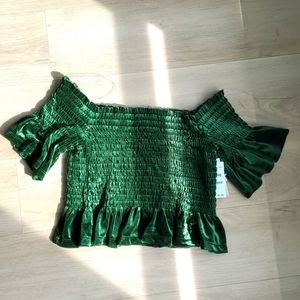 BP Offshoulder velvet crop top NWT